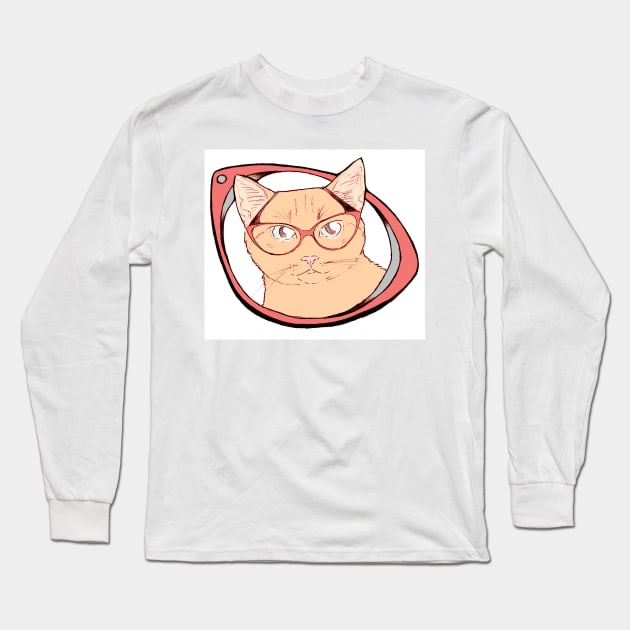 Millicent the cat in cat eye glasses Long Sleeve T-Shirt by RekaFodor